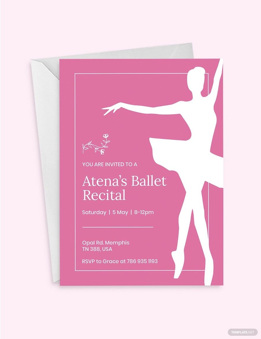 Ballet Invitation Card Template In Pages Photoshop Publisher