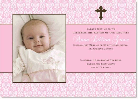 Baptismal Invitation Template For Girls