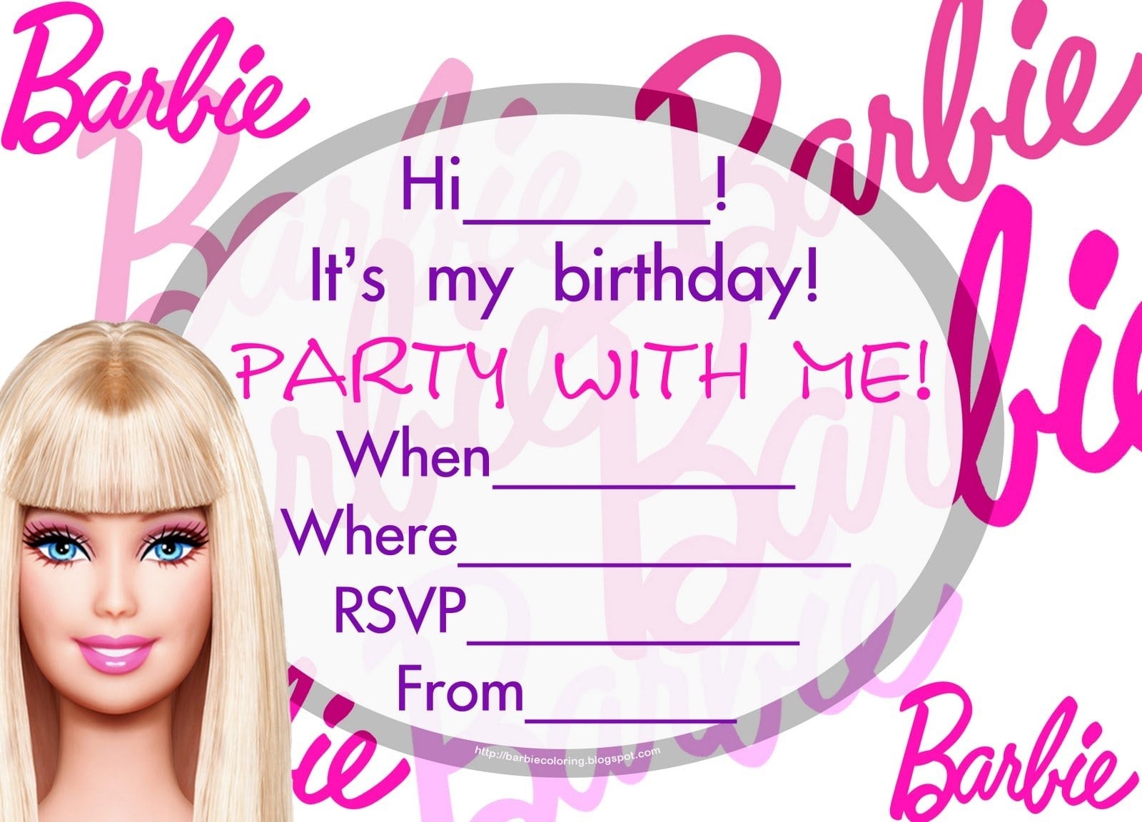 barbie birthday invitation templates free download