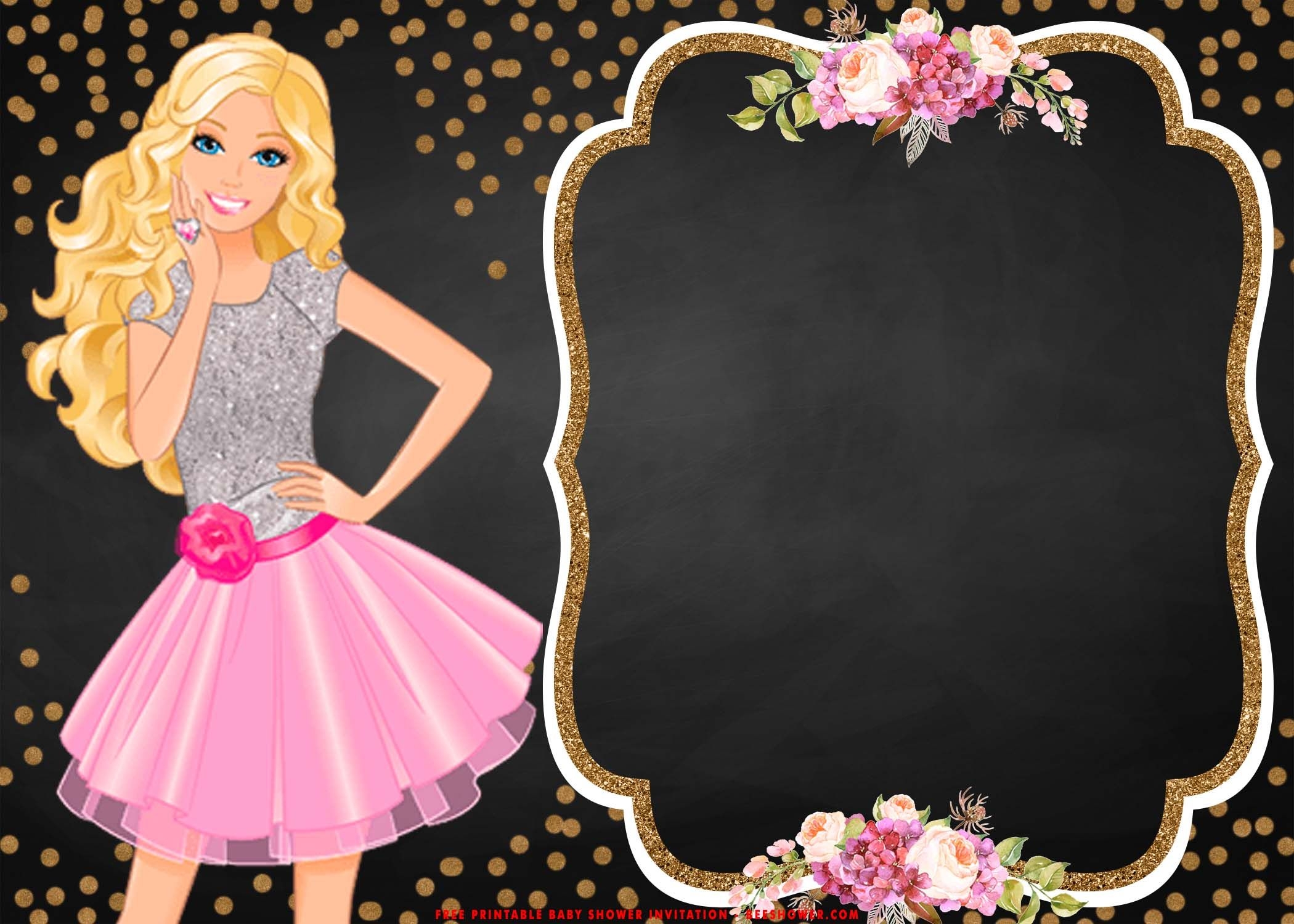 barbie theme invitation template