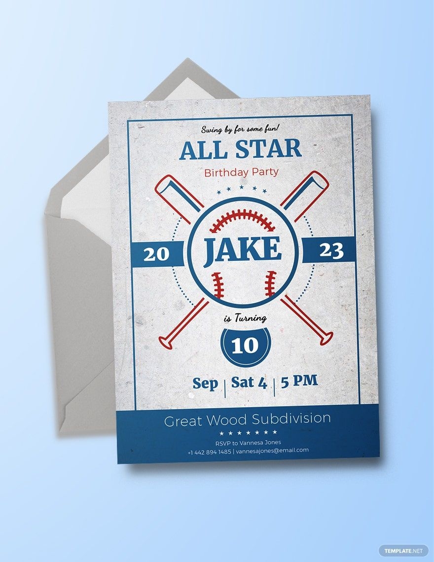 Baseball Birthday Party Invitation Template In Word Illustrator 