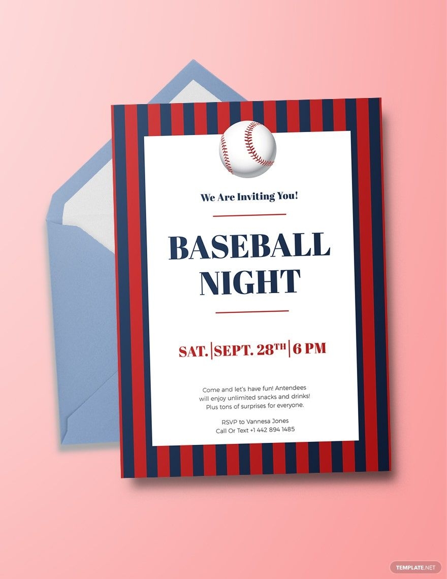Baseball Invitation Template In PSD Word Illustrator Publisher