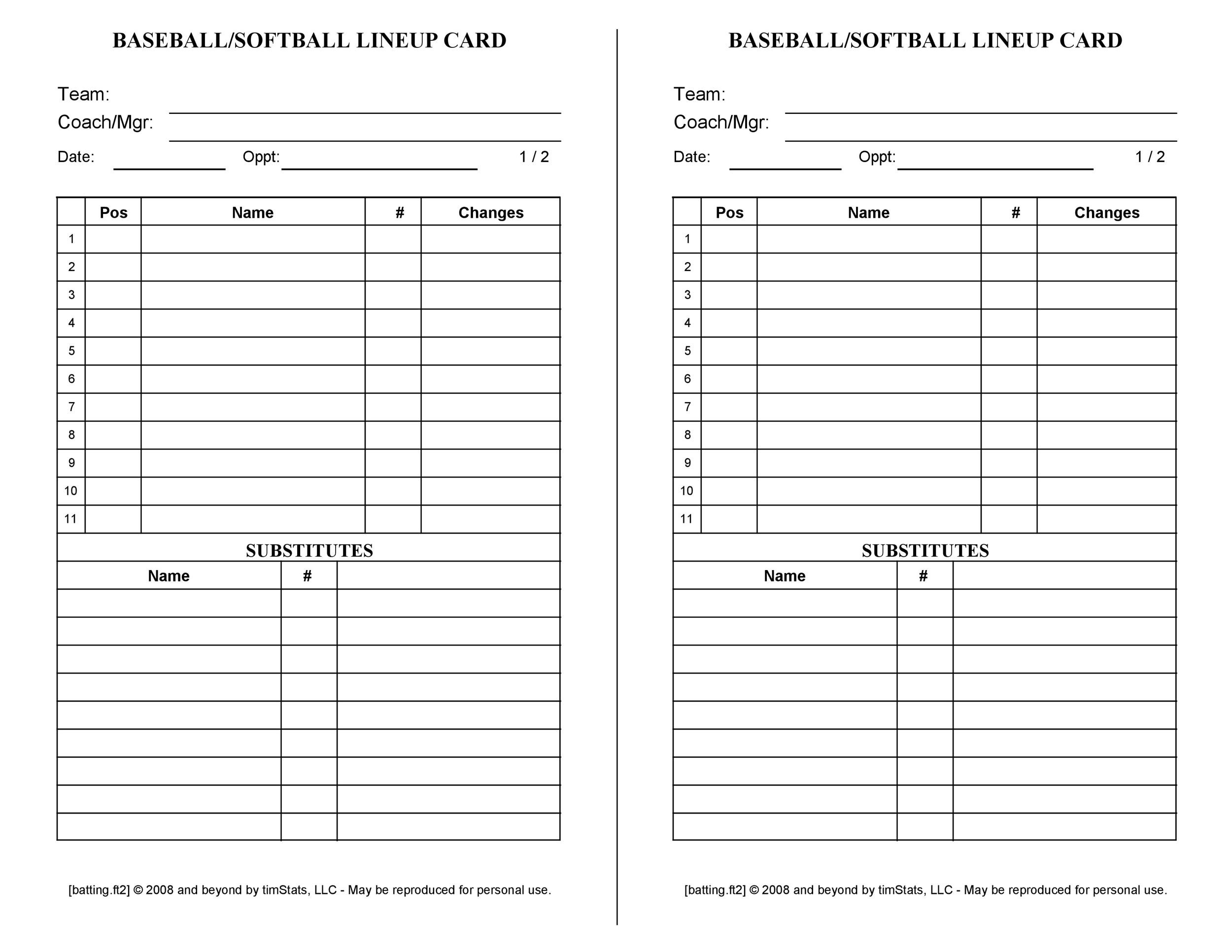 printable baseball lineup cards excel