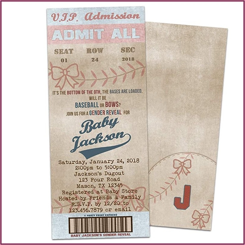 Baseball Or Bows Gender Reveal Invitations Template Invitations 