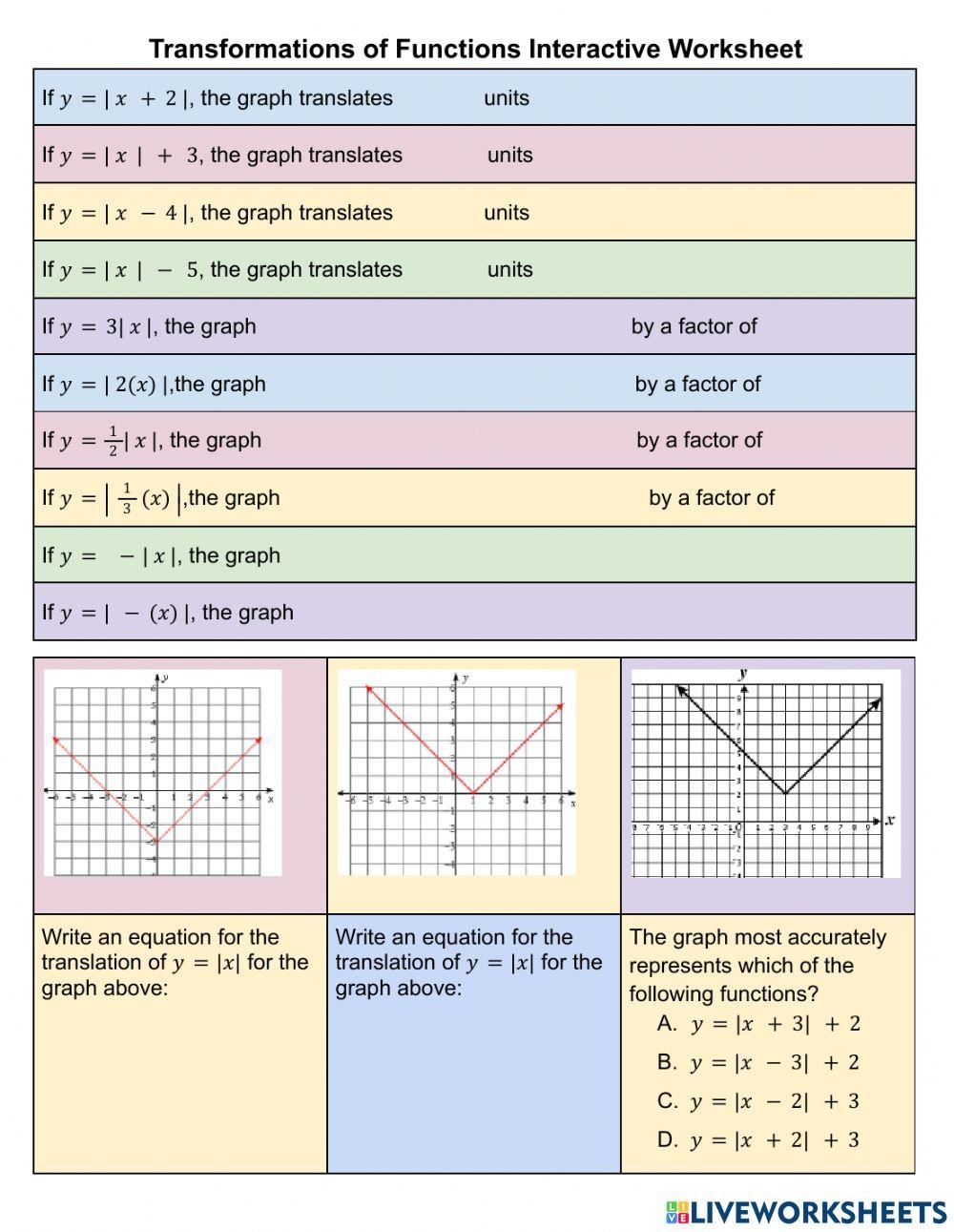 Basic Transformations Interactive Worksheet Worksheet Live 