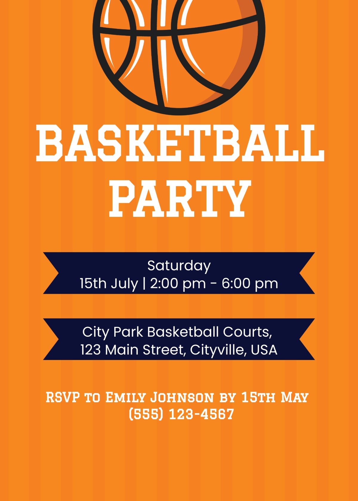 Basketball Party Invitation Template Edit Online Download Example
