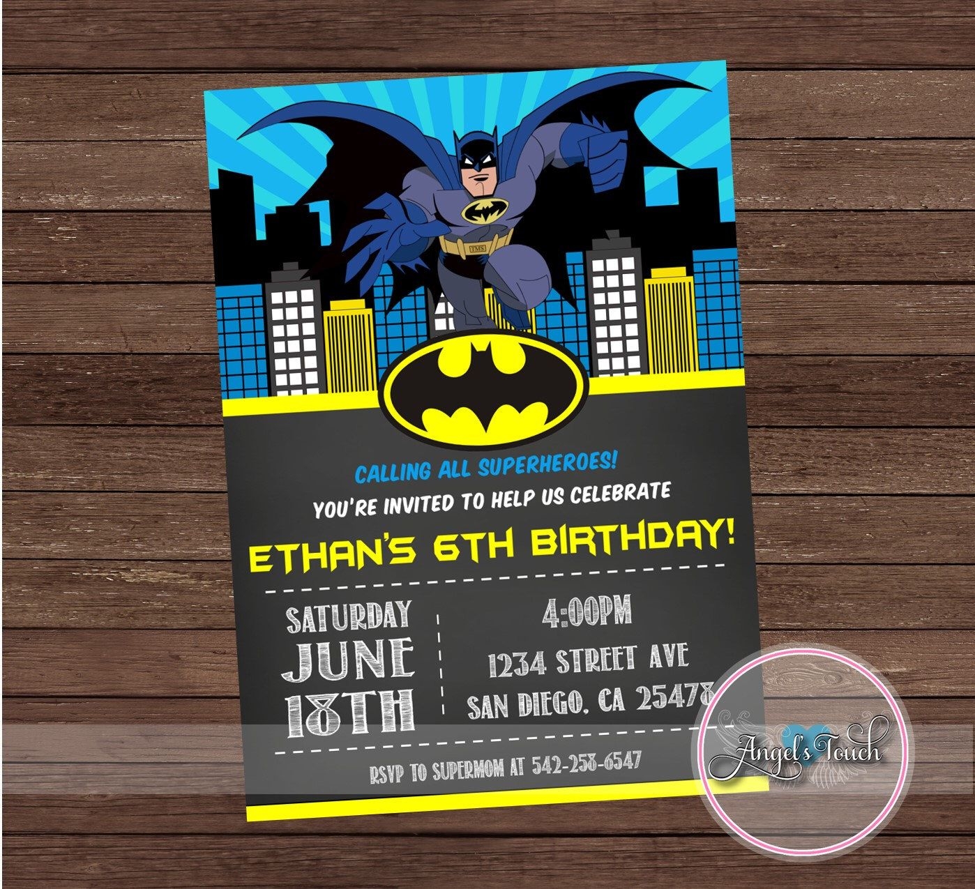 batman birthday invitation template