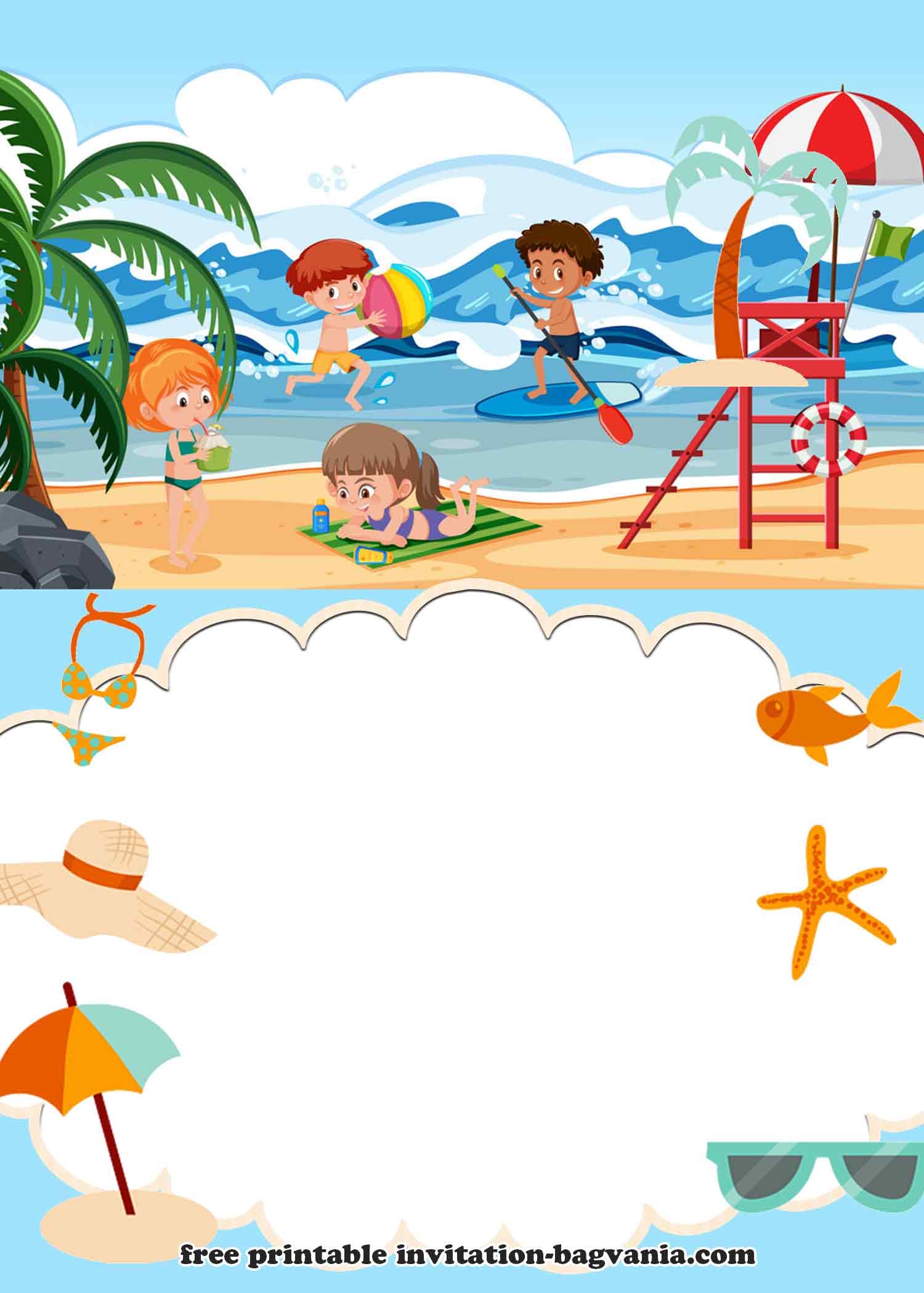 beach theme party invitation template