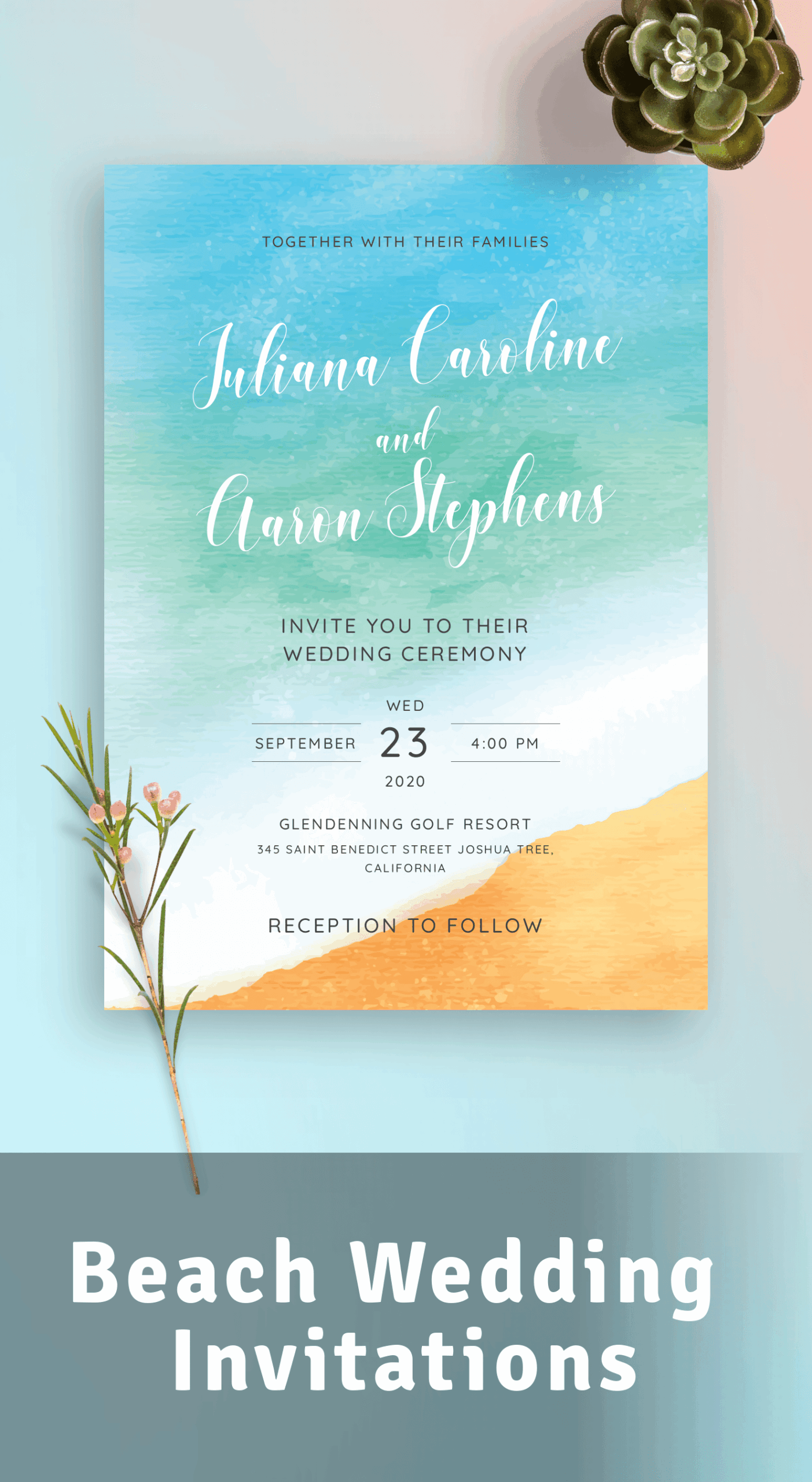 beach wedding invitations templates
