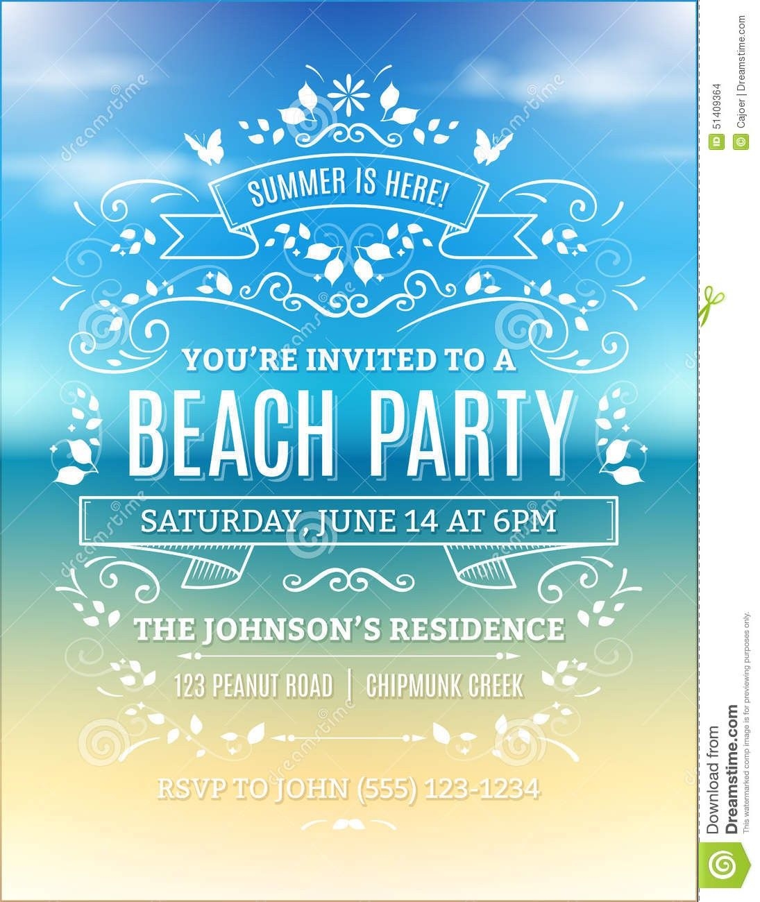 Beach Wedding Invitations Templates Free