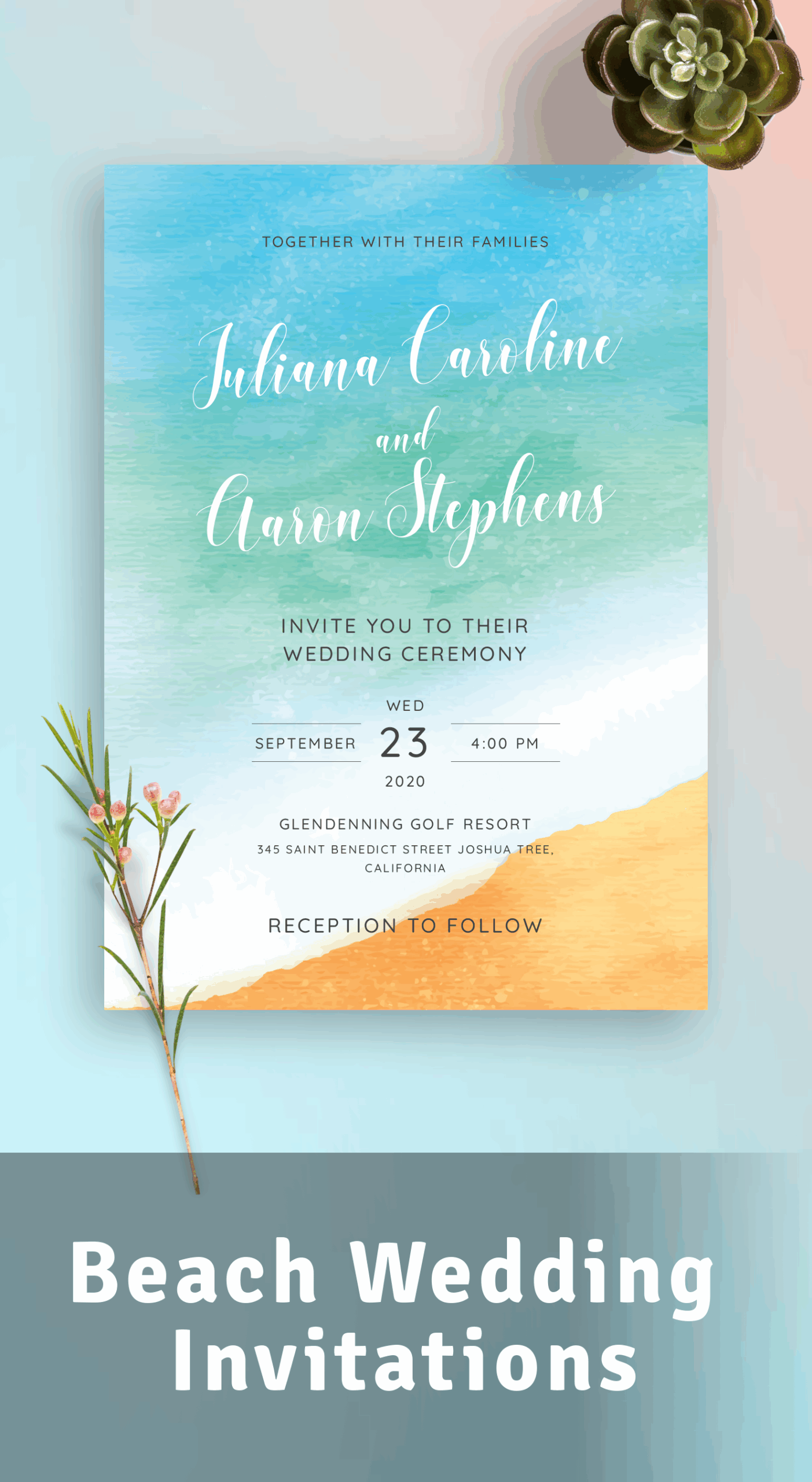 Beach Wedding Invitations Templates Free