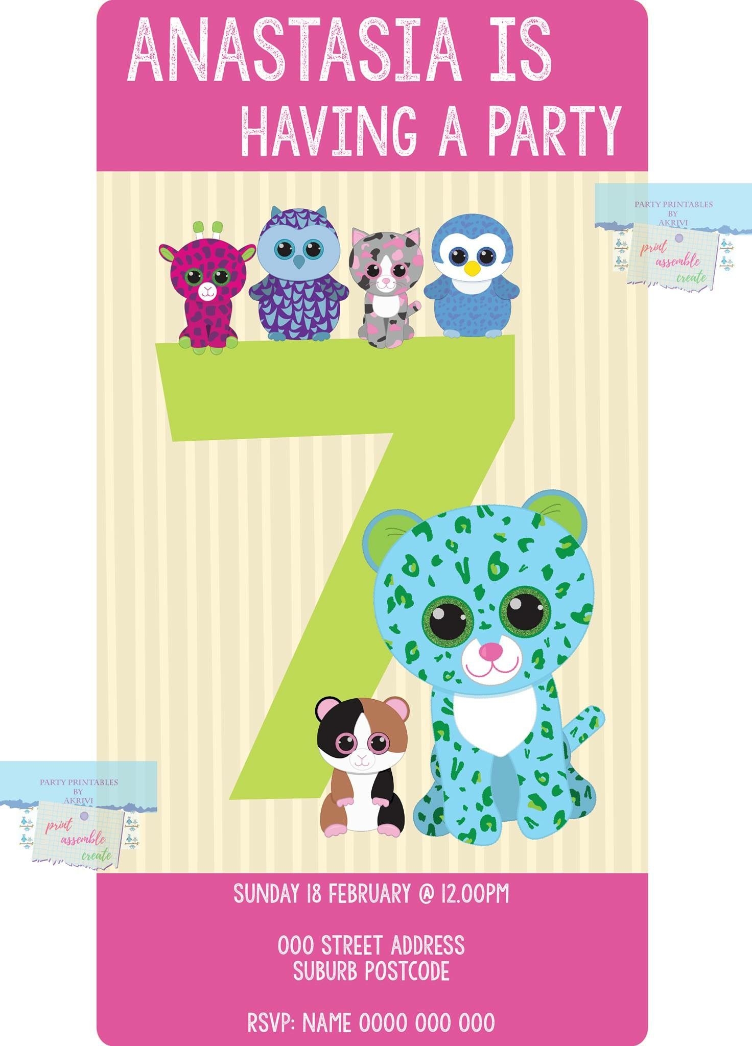 beanie boo invitation template