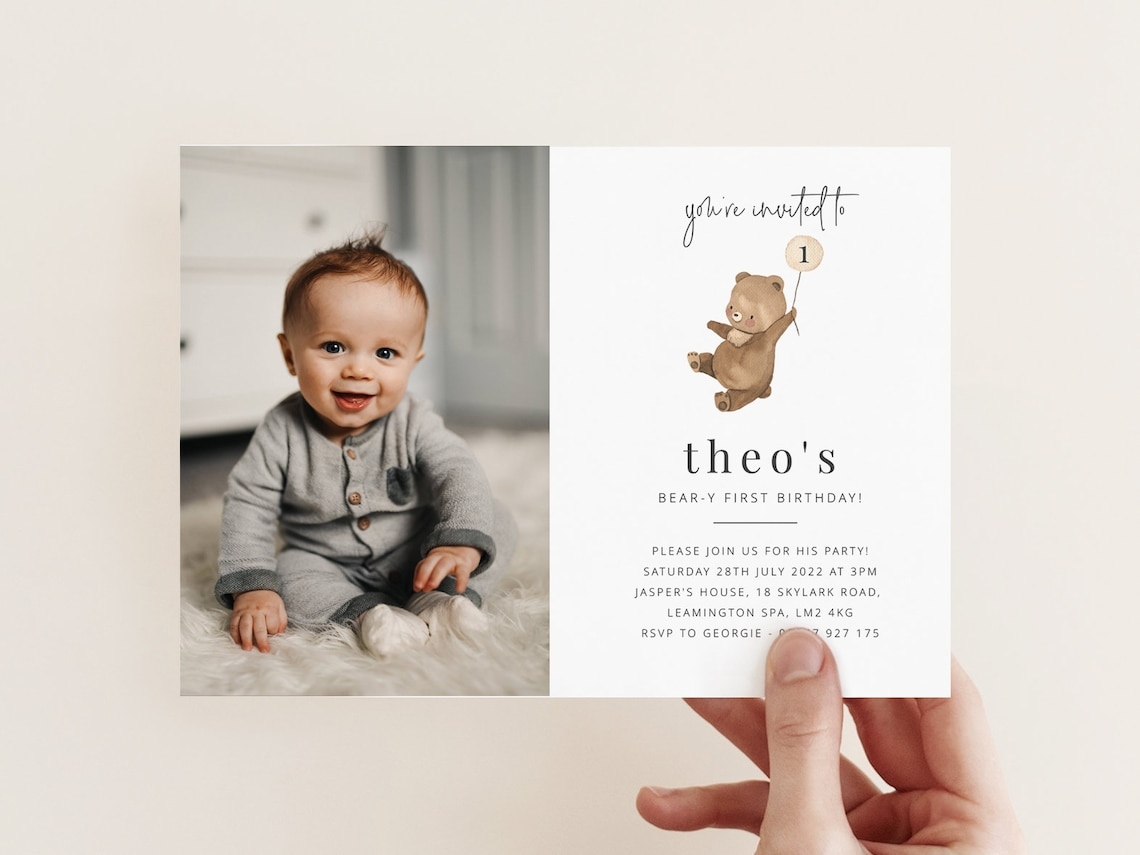 bear birthday invitation template