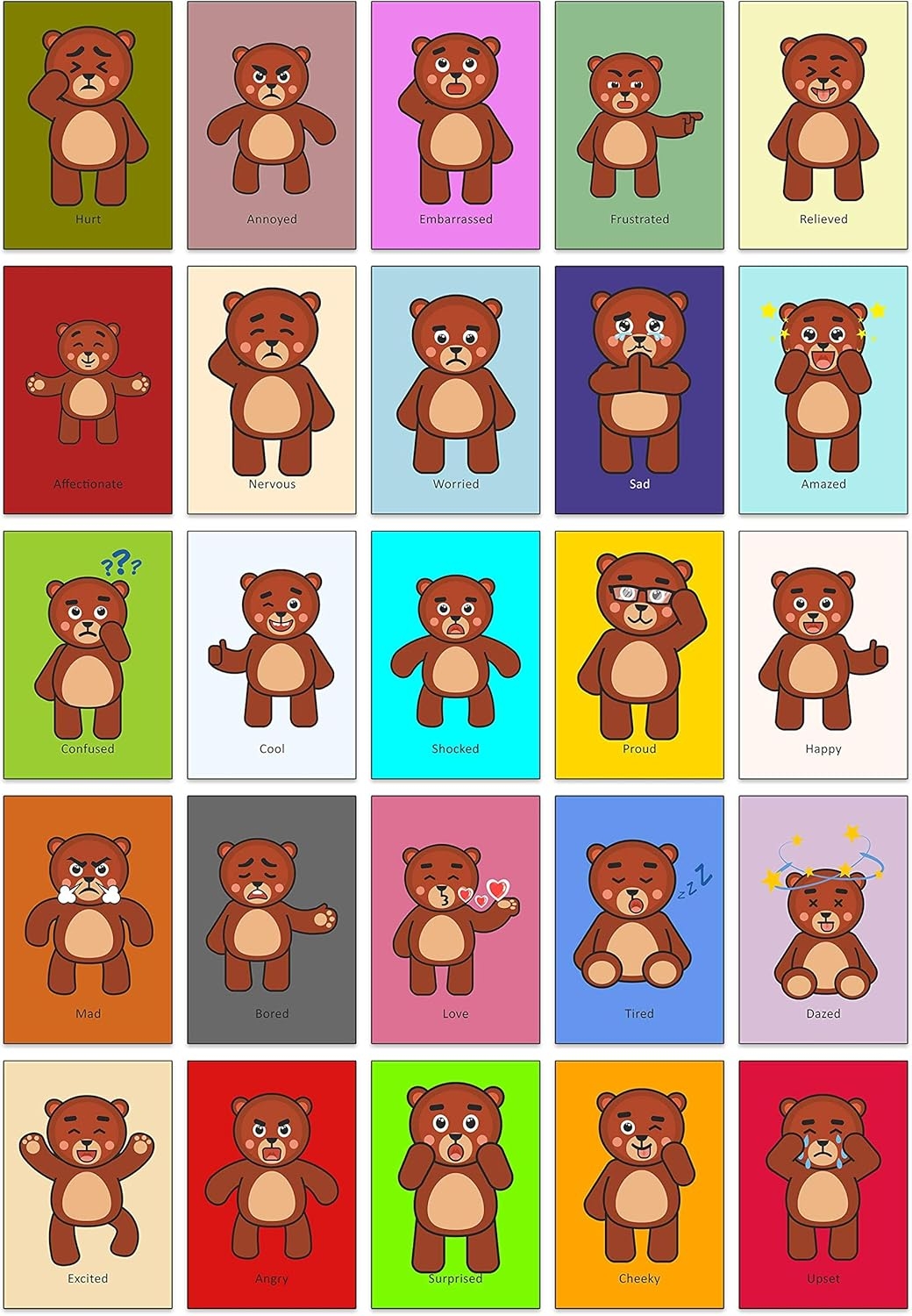Bear Cards Feelings Printable Printable Word Searches