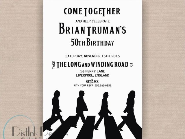 Beatles Birthday Invitations The Beatles Inspired Birthday Party 
