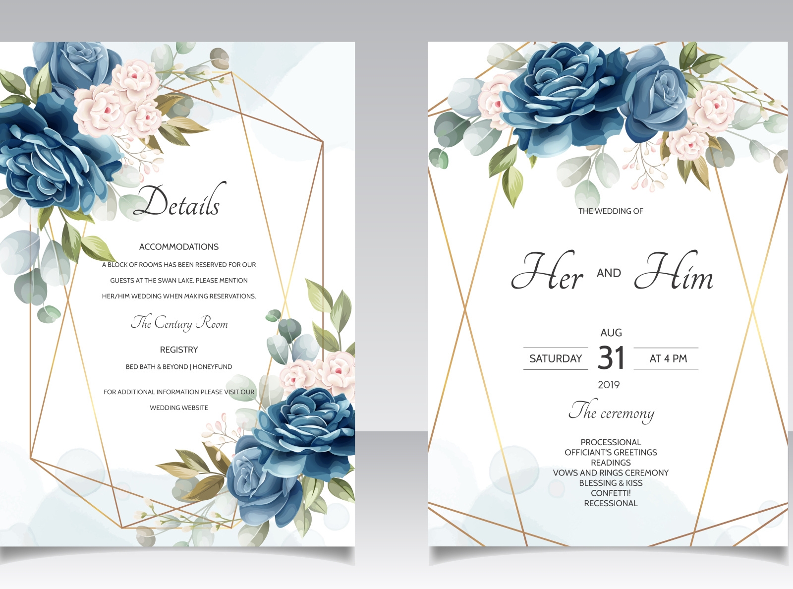Beautiful Floral Wreath Wedding Invitation Card Template By Dino Mikael 