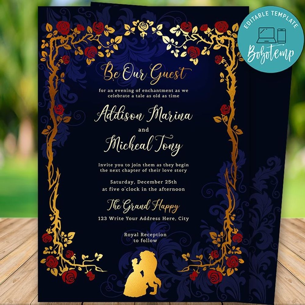 beauty and the beast invite template
