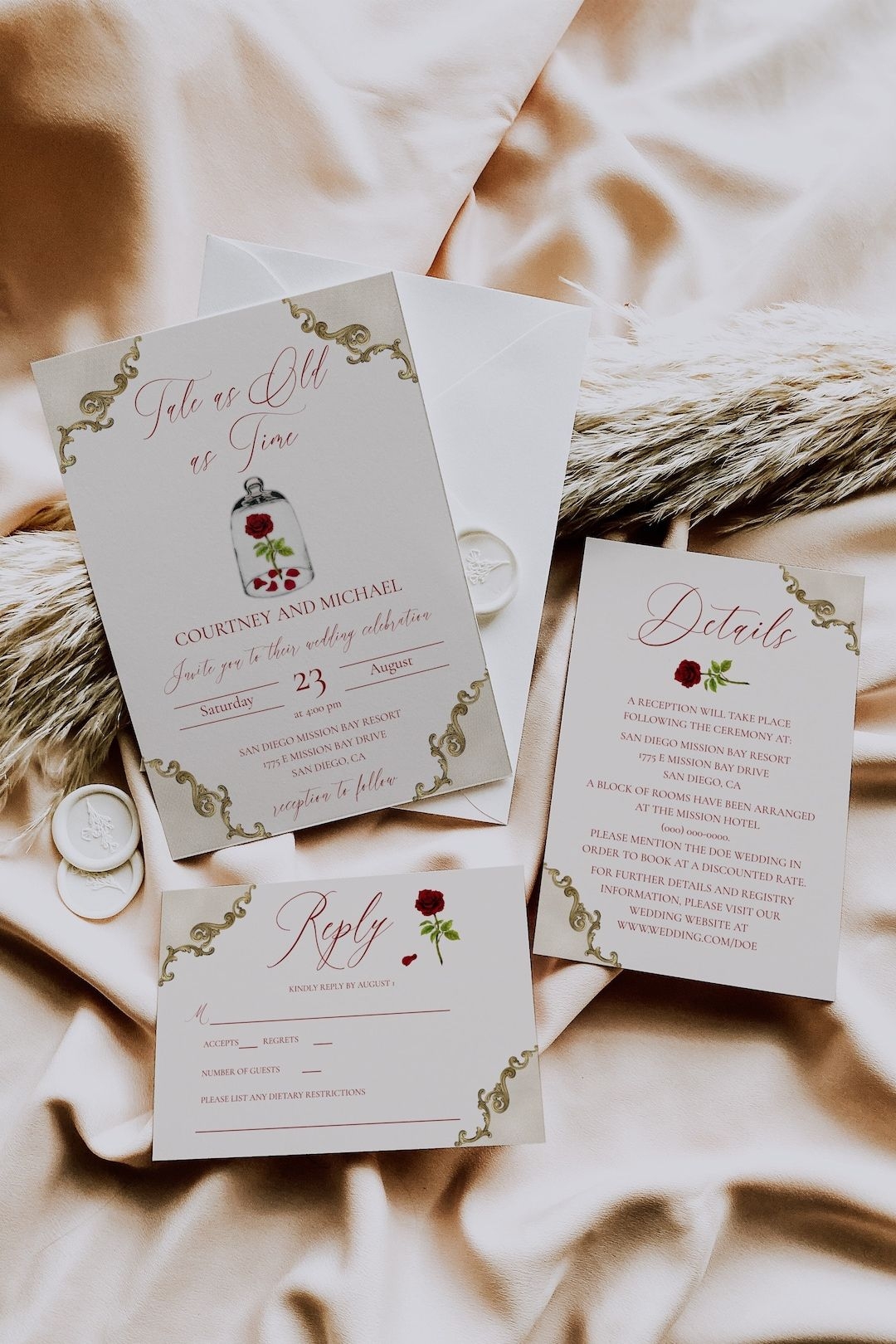 Beauty And The Beast Wedding Invitation Set Printable Fairytale Wedding