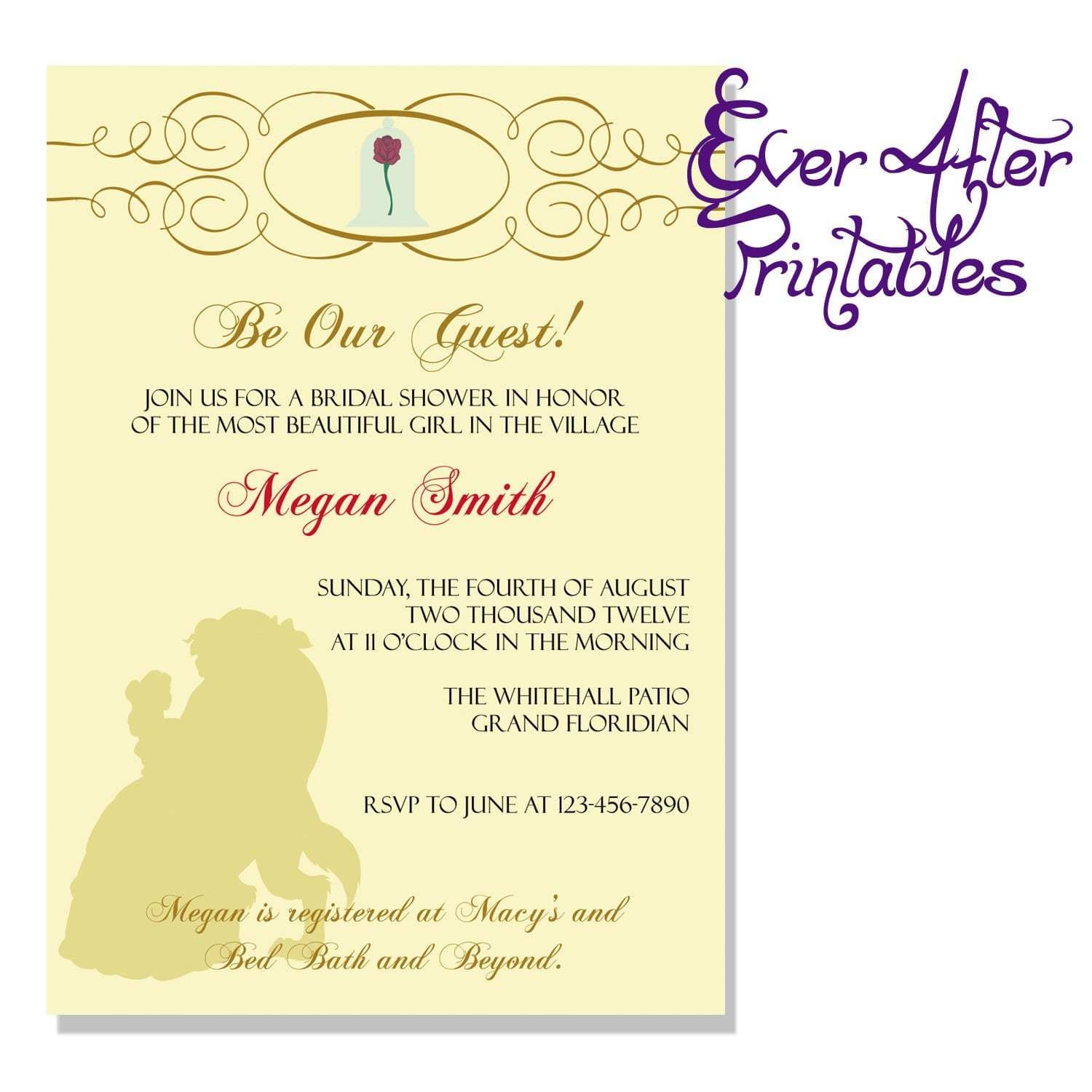 beauty and the beast wedding invitation template