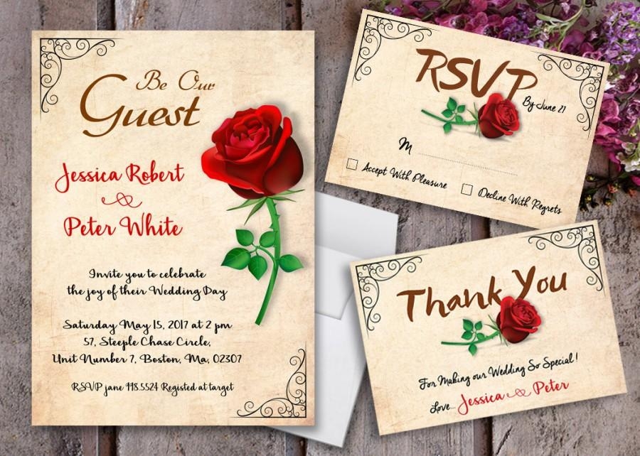 Beauty And The Beast Wedding Invitations Beauty And The Beast 