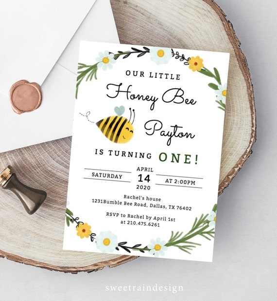 bee birthday invitation template