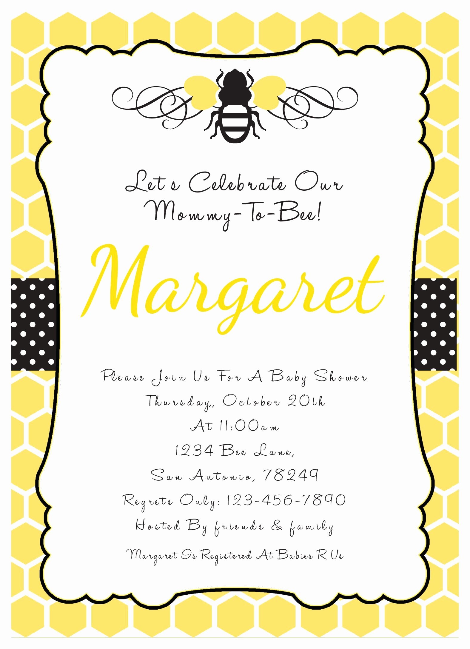 Bee Theme Invitation Template