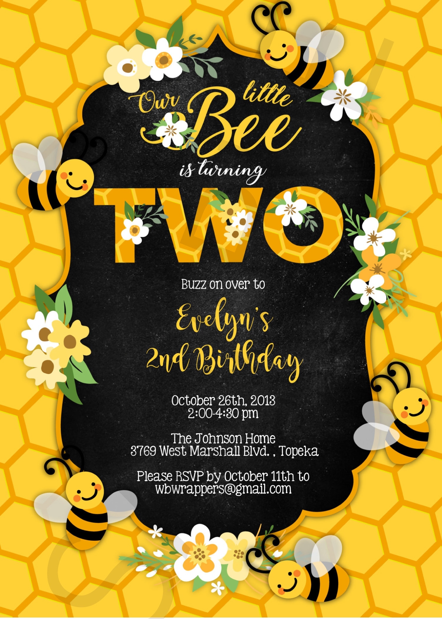 bee theme invitation template