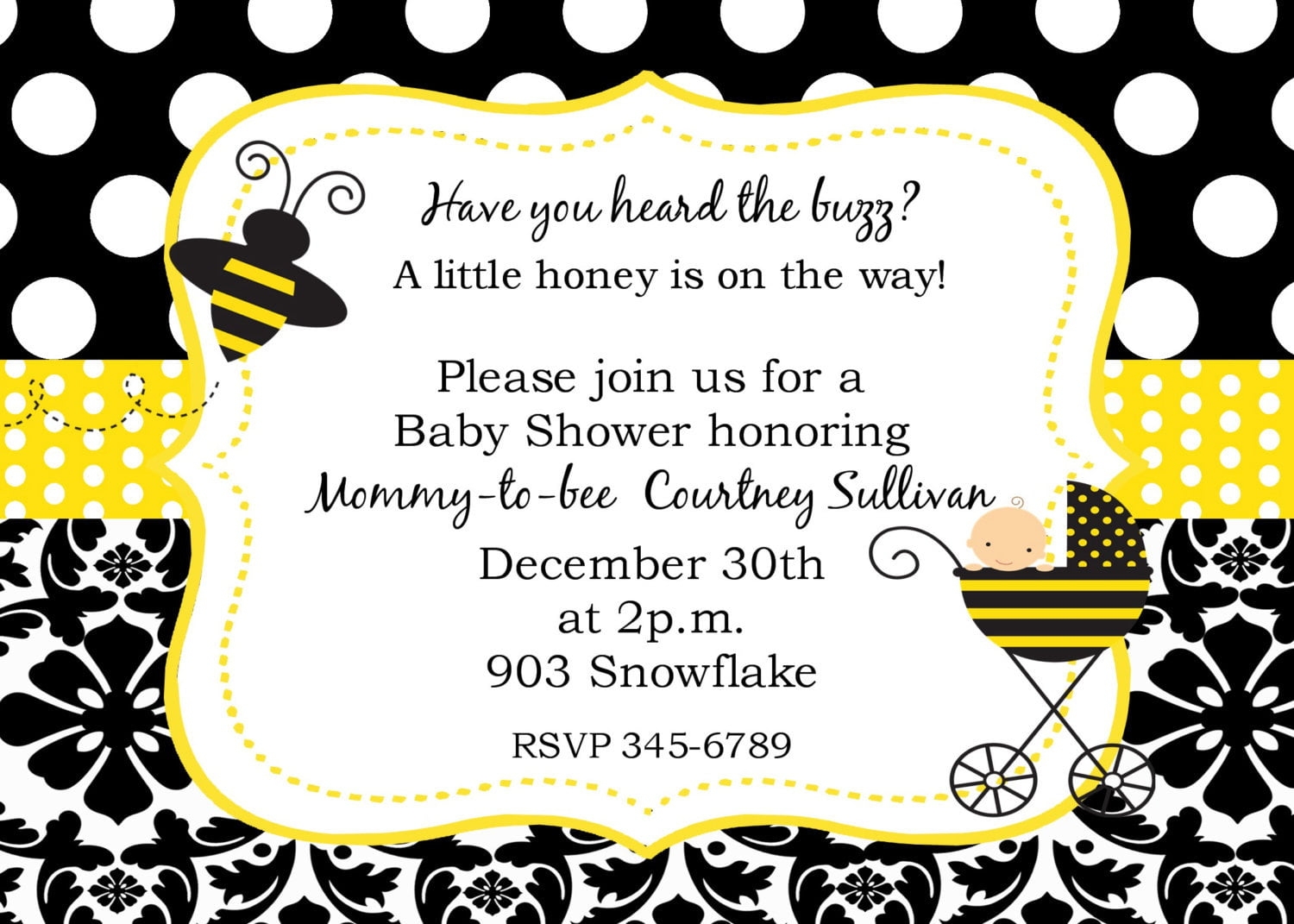 Bee Theme Invitation Template