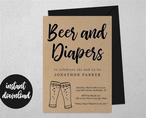 Beer And Diaper Party Invite Free Template At Templatecom