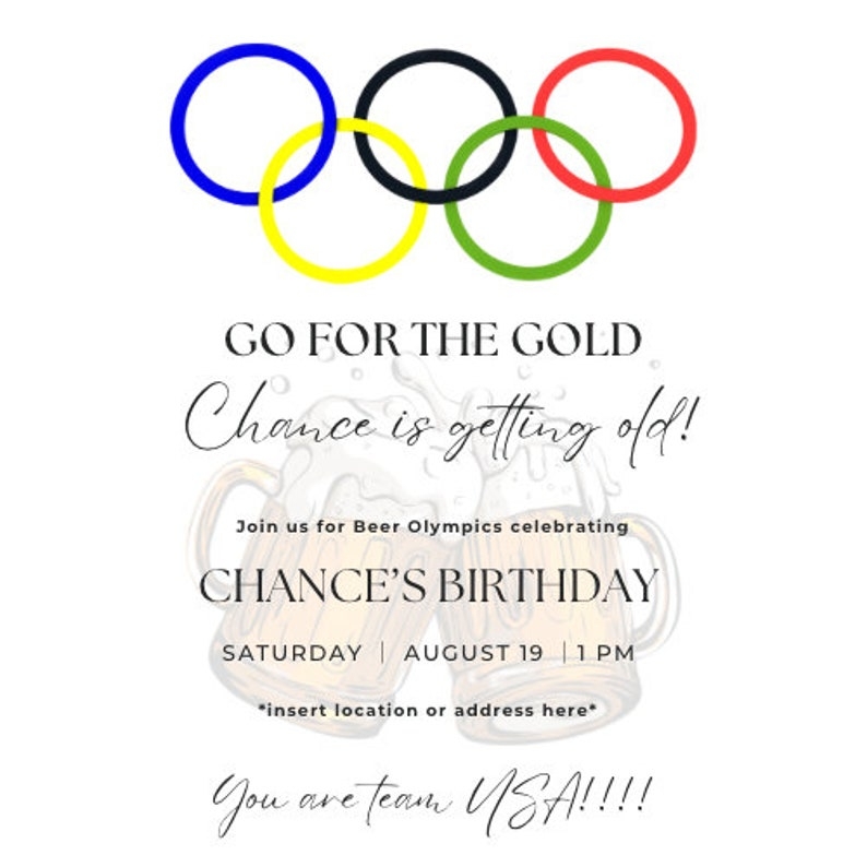 Beer Olympics Invitation Etsy