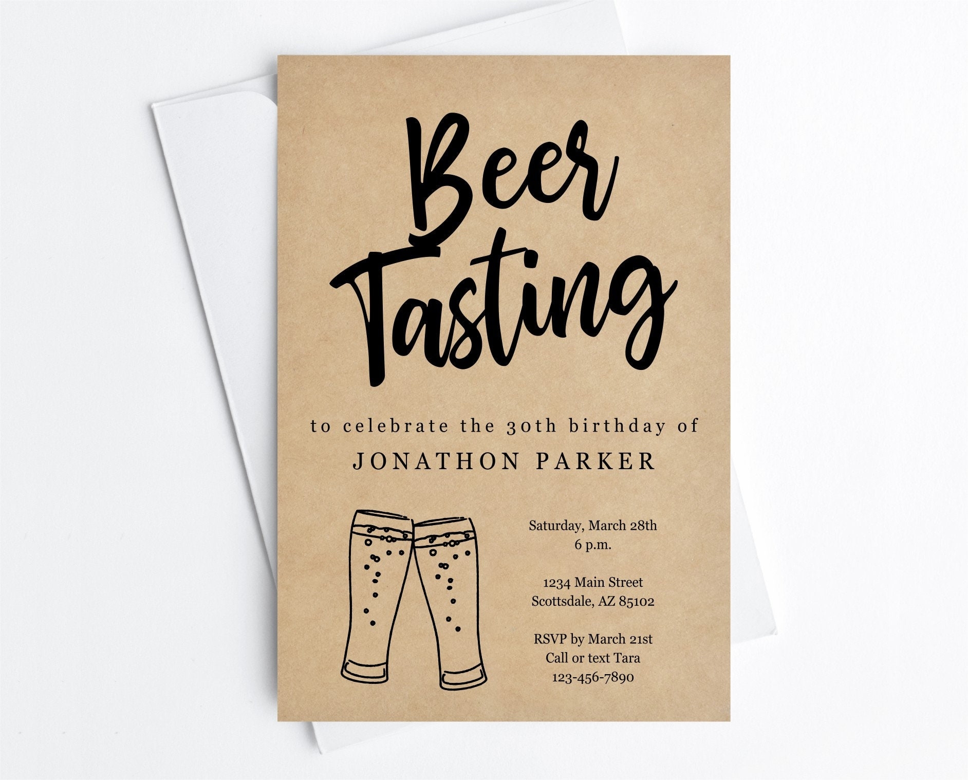 Beer Tasting Invitation Template Printable Brewery Birthday Engagement 