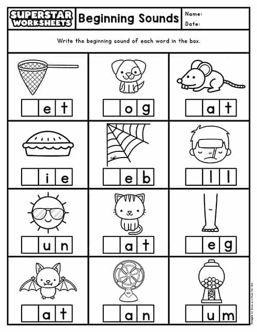 beginning sounds worksheets for kindergarten