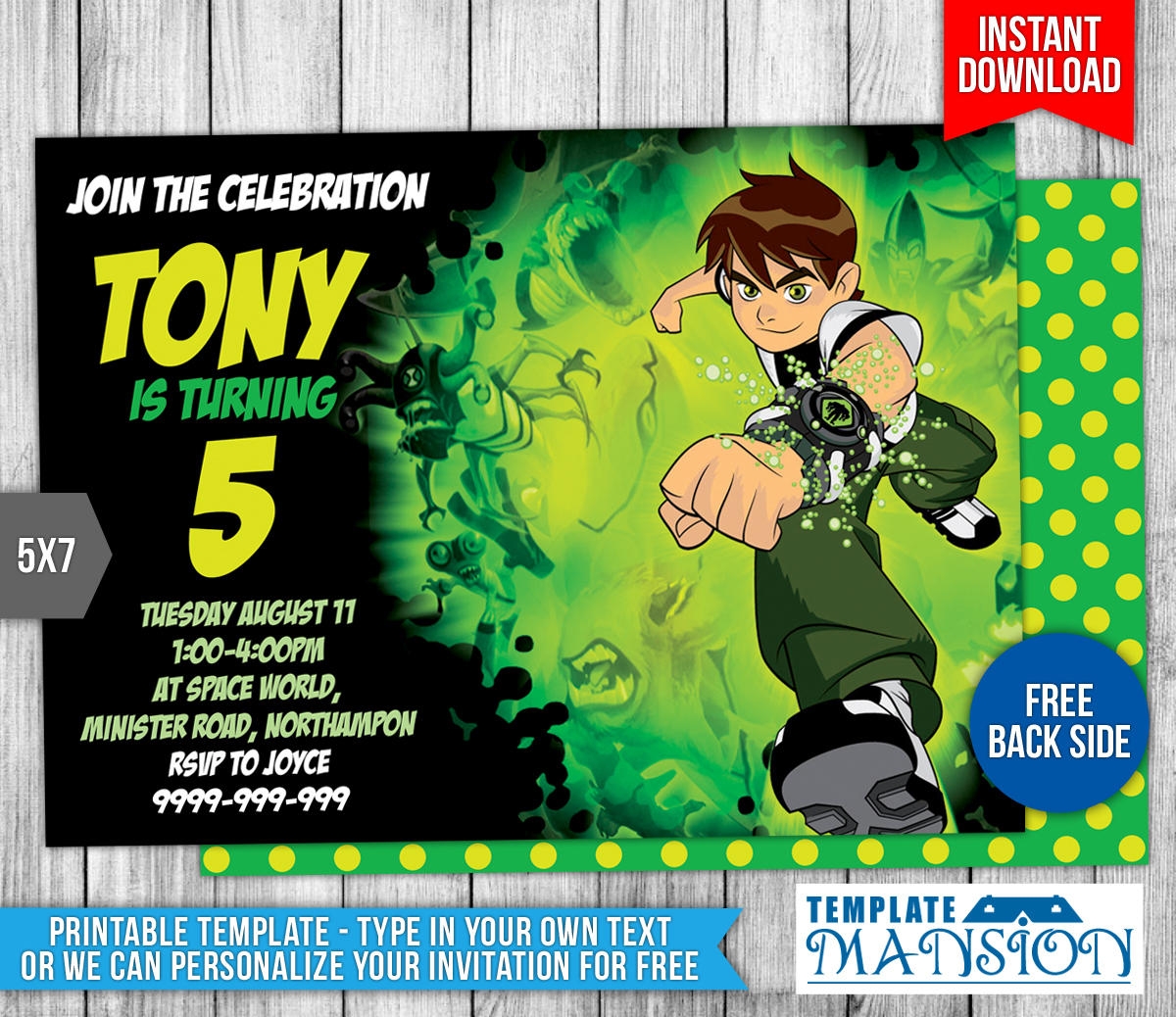 Ben 10 Birthday Invitation Template Free Free Templates Printable