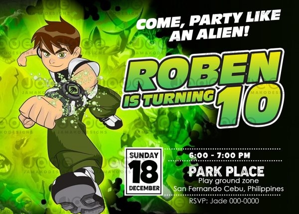 Ben10 Party Invitation Design Template Jamakodesigns