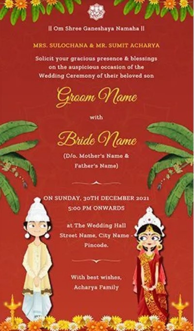 Bengali Wedding Invitation Cards MyMandap Cards