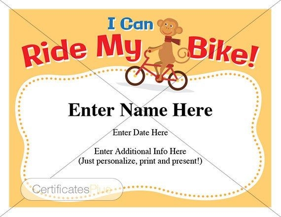 Biking Certificate Kids Certificate I Can Ride My Bike Bike Etsy