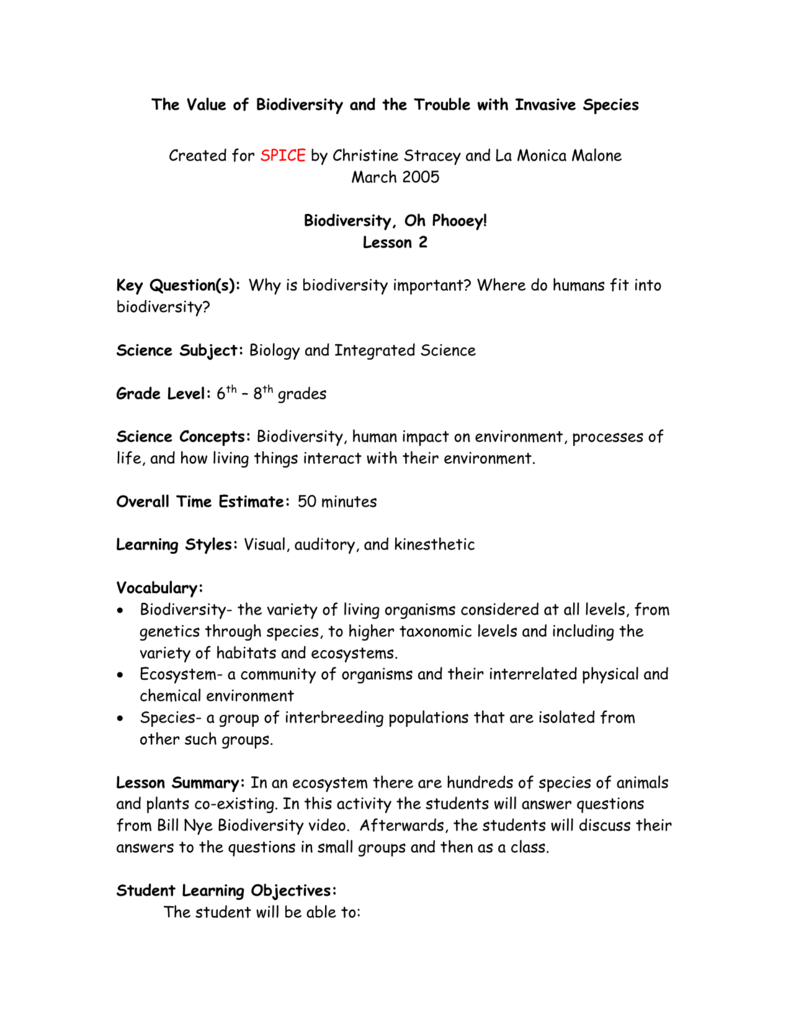 bill nye biodiversity video worksheet
