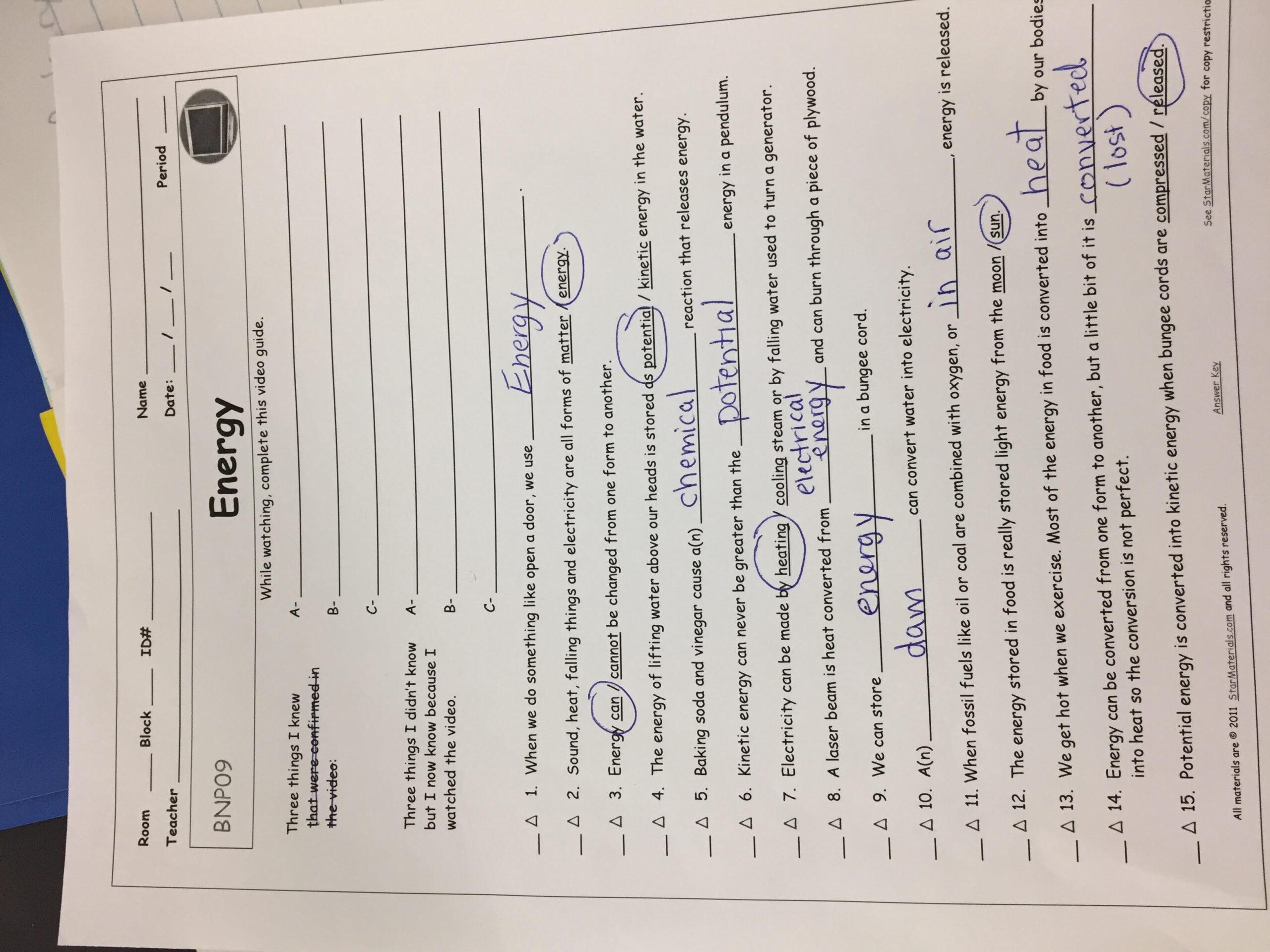 Bill Nye Electricity Worksheet E streetlight