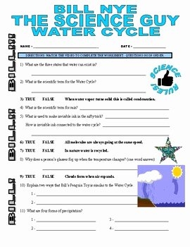 Bill Nye Water Cycle Worksheet Elegant Bill Nye The Science Guy Water