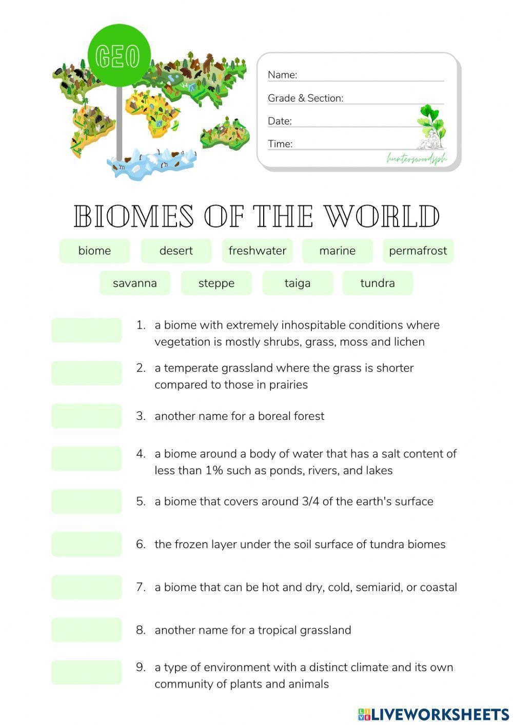 Biomes PDF Worksheet With Answer Key Digital Version Worksheets Library