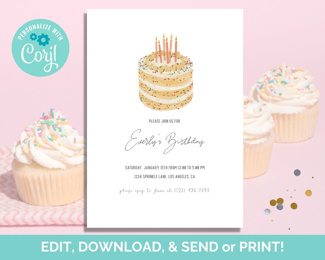 birthday cake invitation template