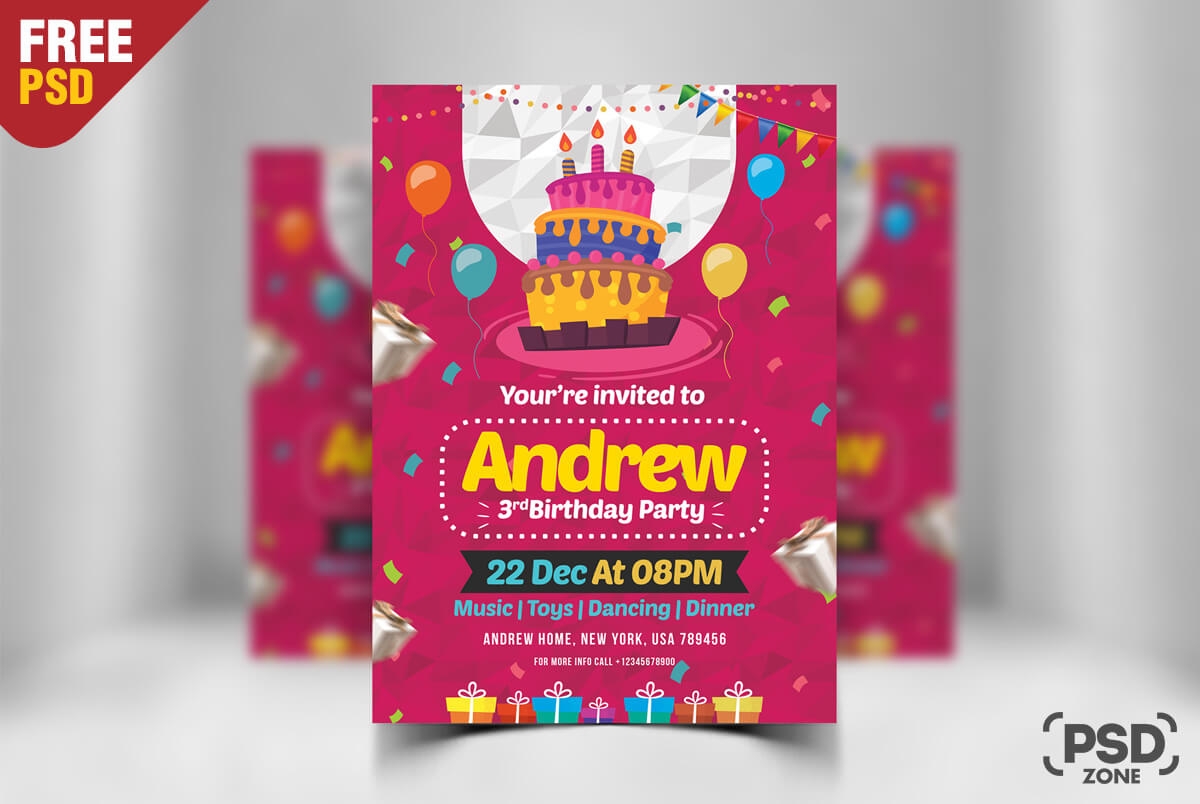 Birthday Invitation Card Psd Template Free Infoupdate
