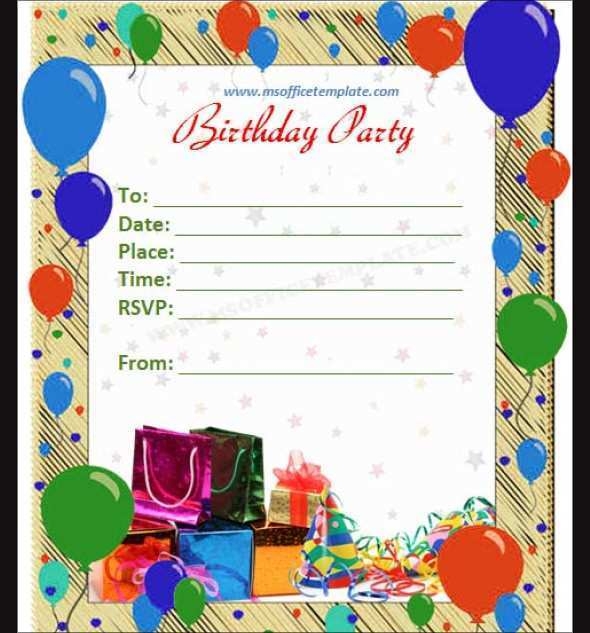 birthday card invitation template word