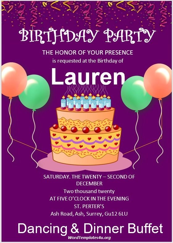 Birthday Invitation Templates Free Microsoft Word Printable Templates