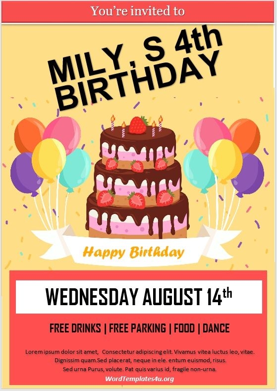 birthday invitation templates free microsoft word