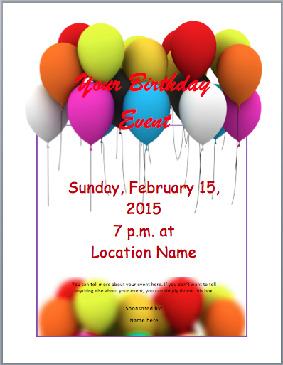 Birthday Party Invitation Flyer Templates 3 Printable Designs