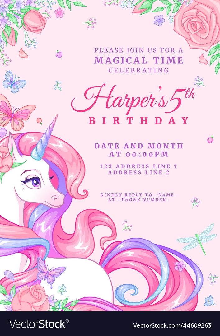 birthday invitation template unicorn
