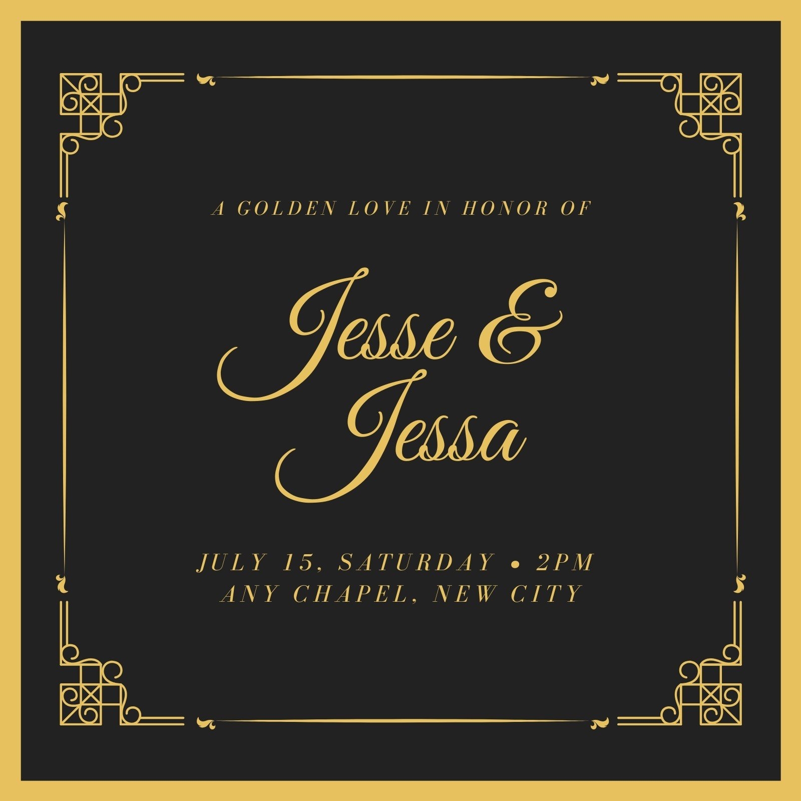 Black And Gold Elegant Gold Wedding Invitation Templates By Canva