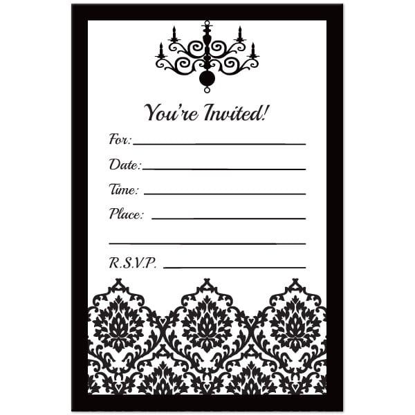 Black And White Birthday Invitation Template Free