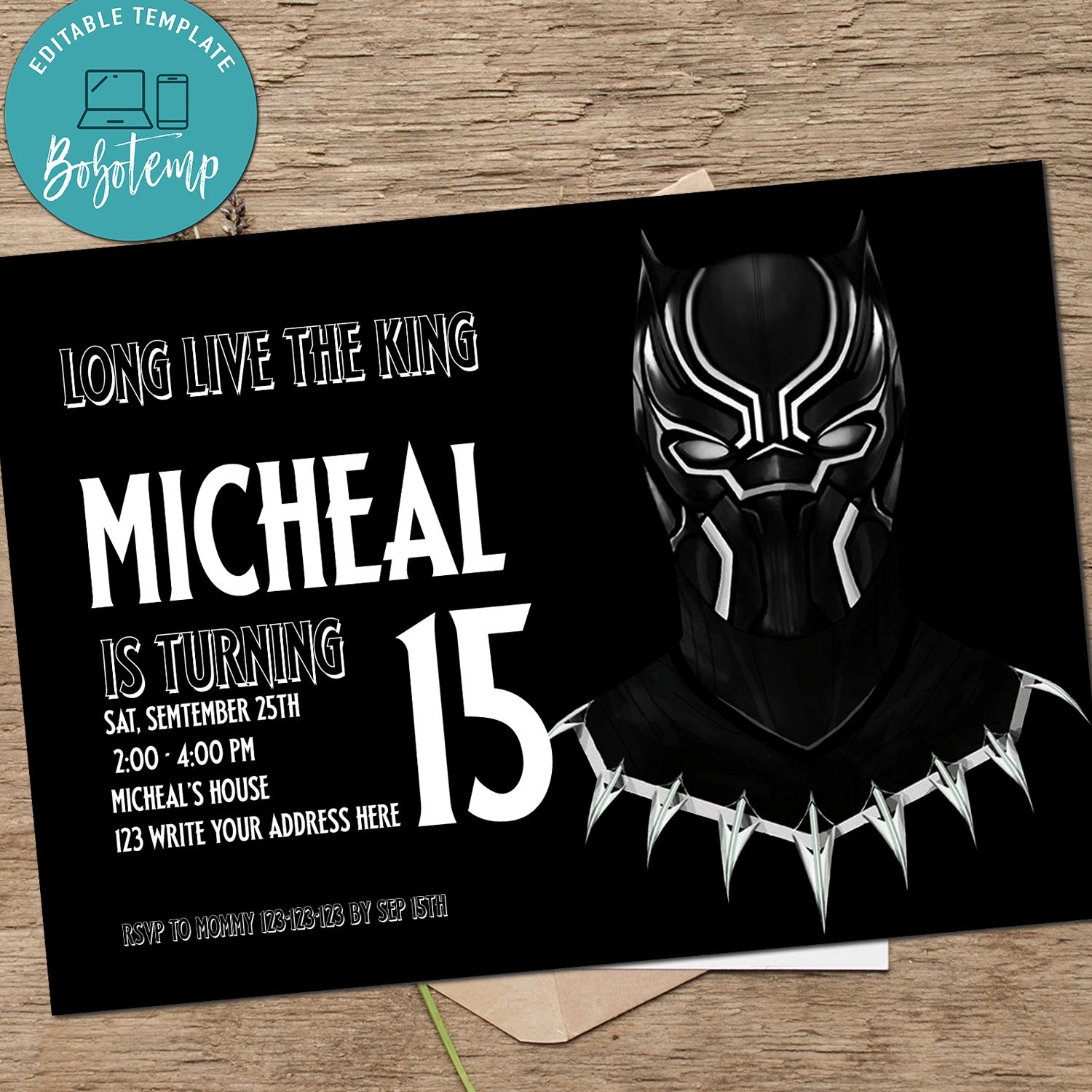 black panther birthday invitation template
